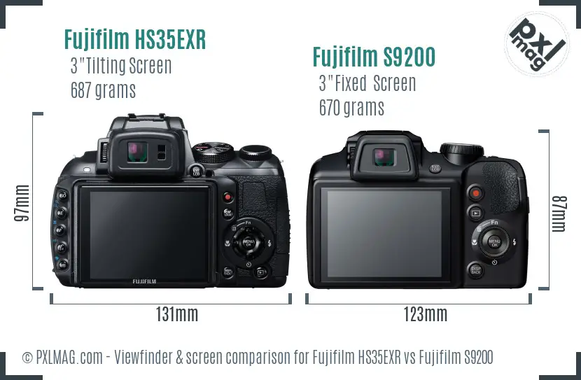 Fujifilm HS35EXR vs Fujifilm S9200 Screen and Viewfinder comparison