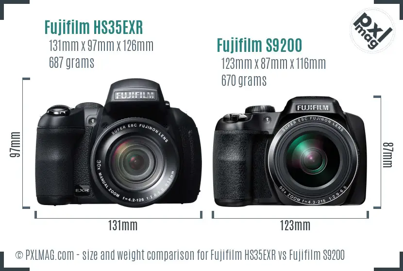 Fujifilm HS35EXR vs Fujifilm S9200 size comparison