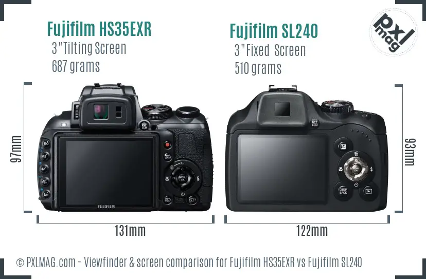 Fujifilm HS35EXR vs Fujifilm SL240 Screen and Viewfinder comparison