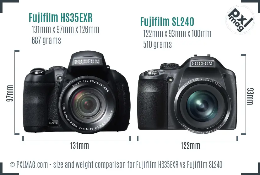 Fujifilm HS35EXR vs Fujifilm SL240 size comparison