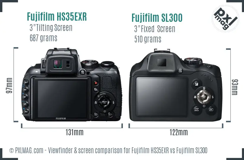 Fujifilm HS35EXR vs Fujifilm SL300 Screen and Viewfinder comparison