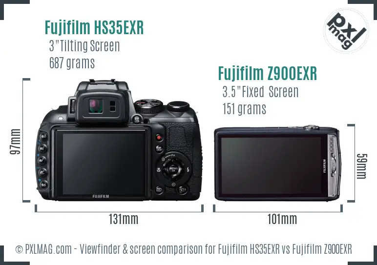 Fujifilm HS35EXR vs Fujifilm Z900EXR Screen and Viewfinder comparison