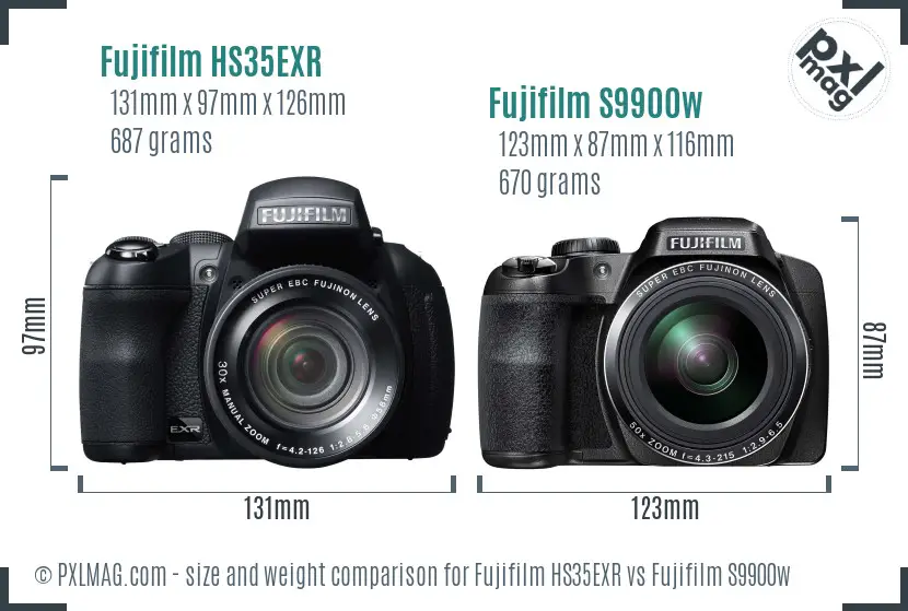 Fujifilm HS35EXR vs Fujifilm S9900w size comparison