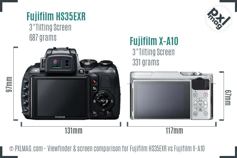 Fujifilm HS35EXR vs Fujifilm X-A10 Screen and Viewfinder comparison