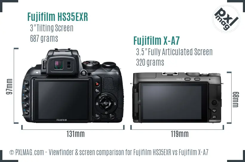 Fujifilm HS35EXR vs Fujifilm X-A7 Screen and Viewfinder comparison