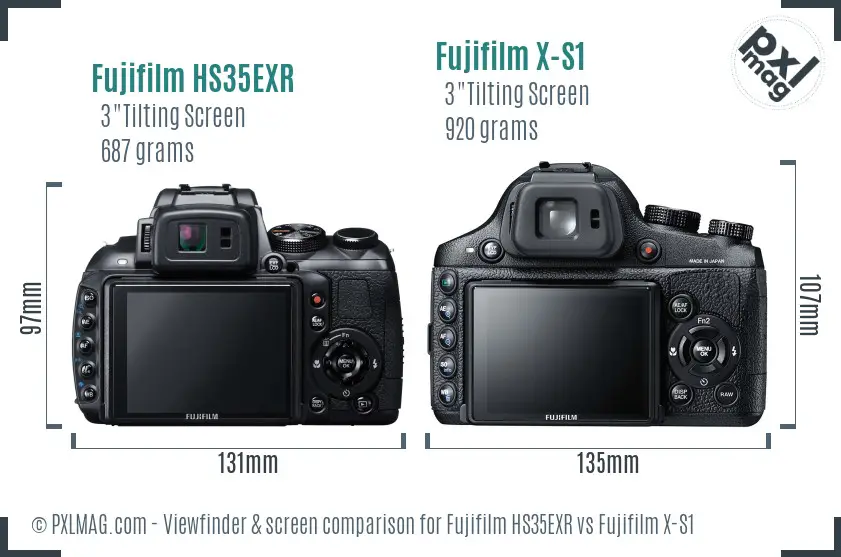 Fujifilm HS35EXR vs Fujifilm X-S1 Screen and Viewfinder comparison
