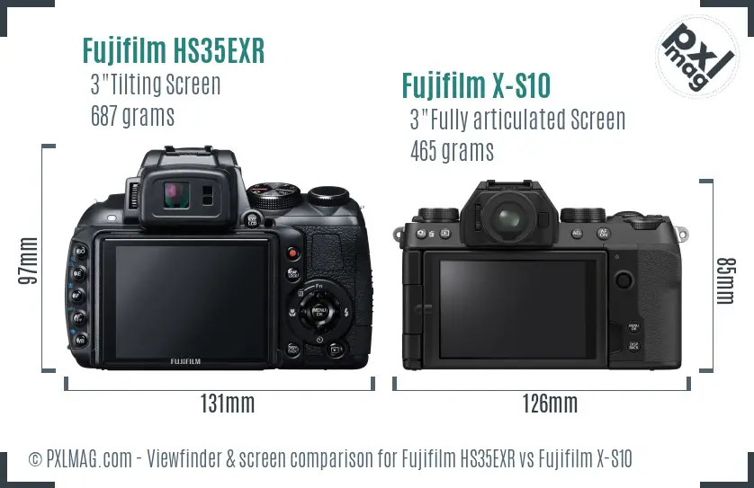 Fujifilm HS35EXR vs Fujifilm X-S10 Screen and Viewfinder comparison