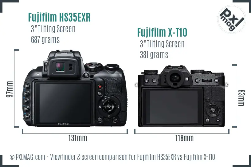 Fujifilm HS35EXR vs Fujifilm X-T10 Screen and Viewfinder comparison