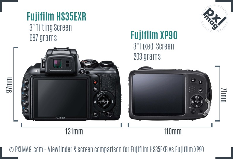 Fujifilm HS35EXR vs Fujifilm XP90 Screen and Viewfinder comparison