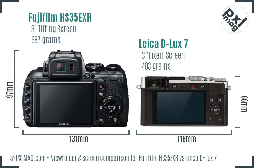 Fujifilm HS35EXR vs Leica D-Lux 7 Screen and Viewfinder comparison