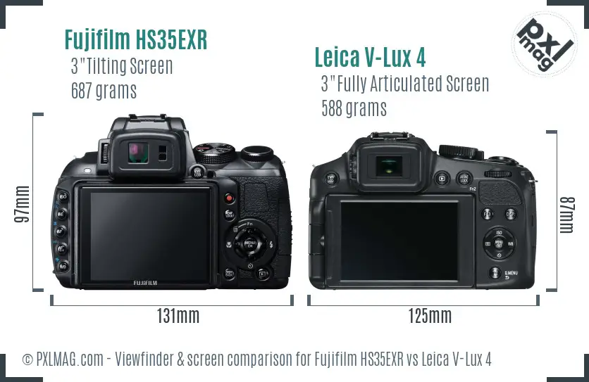 Fujifilm HS35EXR vs Leica V-Lux 4 Screen and Viewfinder comparison