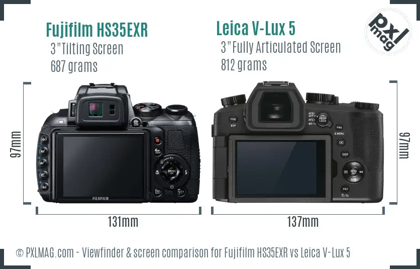 Fujifilm HS35EXR vs Leica V-Lux 5 Screen and Viewfinder comparison Fujifilm HS35EXR vs Leica V-Lux 5 Screen and Viewfinder comparison
