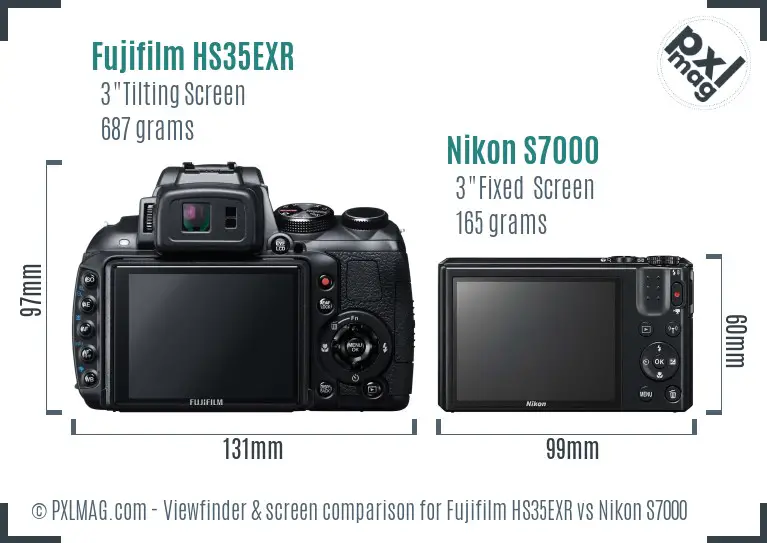 Fujifilm HS35EXR vs Nikon S7000 Screen and Viewfinder comparison