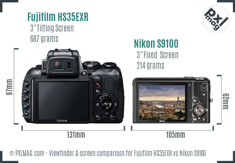 Fujifilm HS35EXR vs Nikon S9100 Screen and Viewfinder comparison