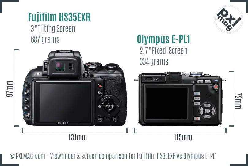 Fujifilm HS35EXR vs Olympus E-PL1 Screen and Viewfinder comparison