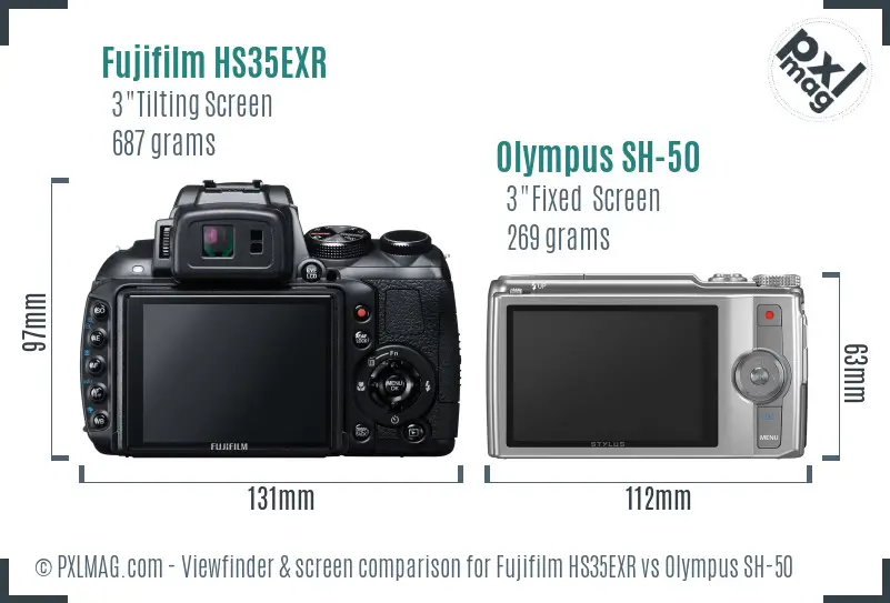 Fujifilm HS35EXR vs Olympus SH-50 Screen and Viewfinder comparison