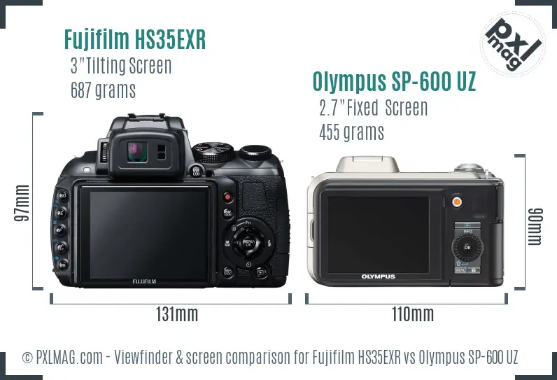 Fujifilm HS35EXR vs Olympus SP-600 UZ Screen and Viewfinder comparison