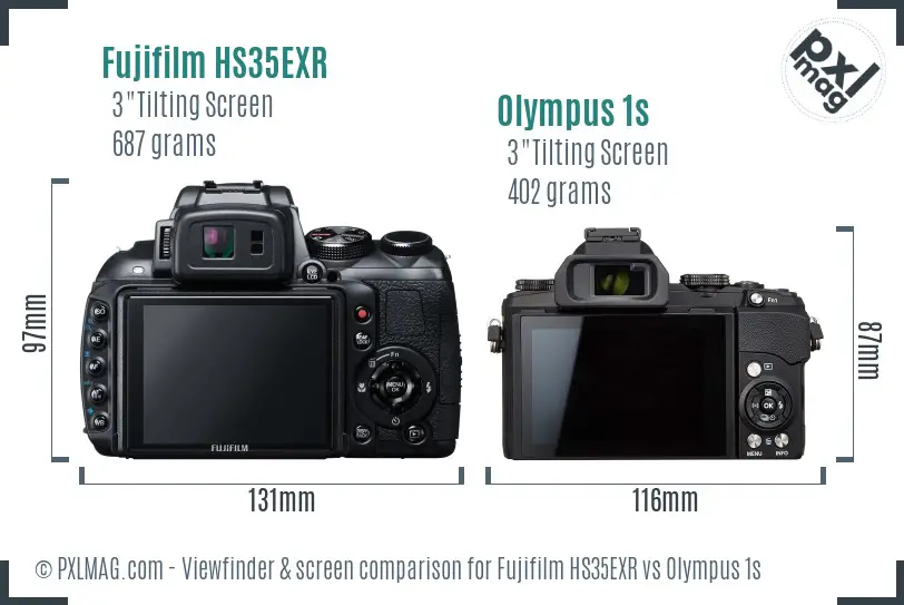 Fujifilm HS35EXR vs Olympus 1s Screen and Viewfinder comparison