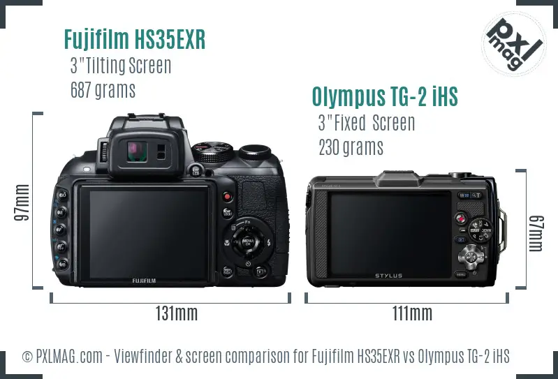 Fujifilm HS35EXR vs Olympus TG-2 iHS Screen and Viewfinder comparison