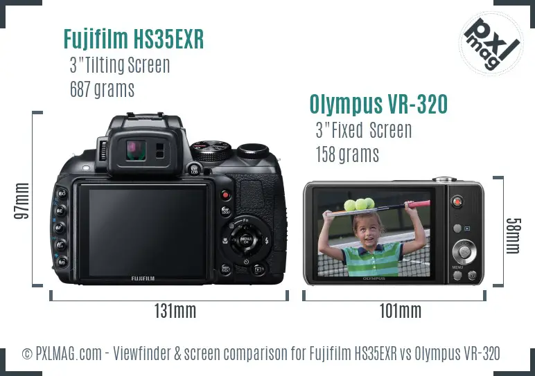 Fujifilm HS35EXR vs Olympus VR-320 Screen and Viewfinder comparison