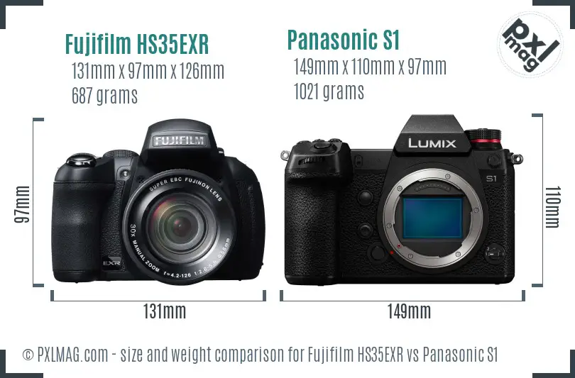 Fujifilm HS35EXR vs Panasonic S1 size comparison