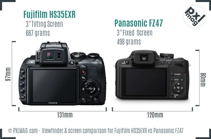 Fujifilm HS35EXR vs Panasonic FZ47 Screen and Viewfinder comparison