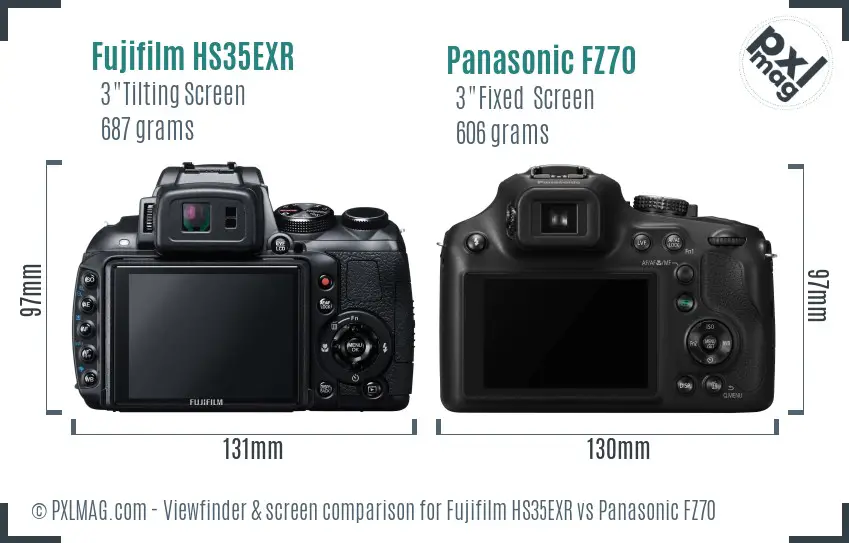 Fujifilm HS35EXR vs Panasonic FZ70 Screen and Viewfinder comparison