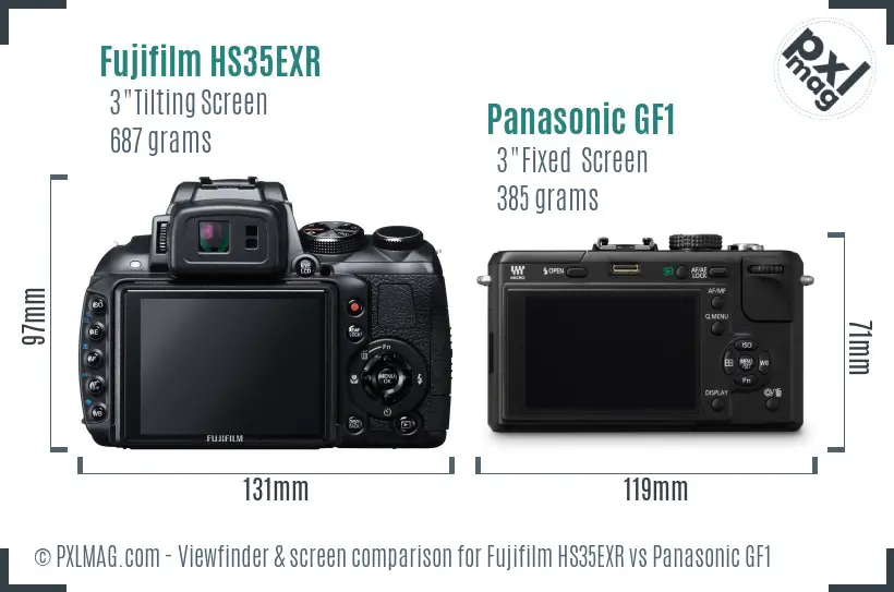 Fujifilm HS35EXR vs Panasonic GF1 Screen and Viewfinder comparison