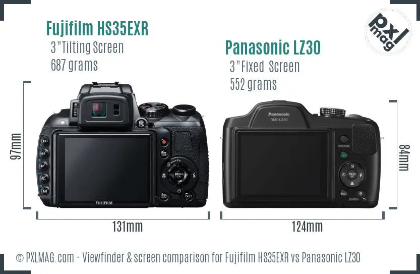 Fujifilm HS35EXR vs Panasonic LZ30 Screen and Viewfinder comparison