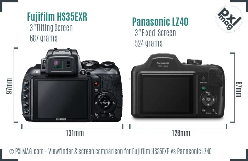 Fujifilm HS35EXR vs Panasonic LZ40 Screen and Viewfinder comparison