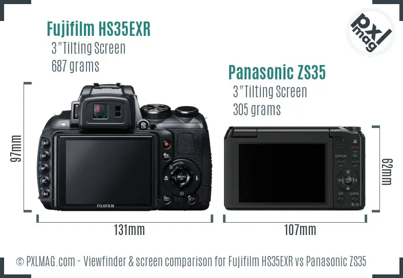 Fujifilm HS35EXR vs Panasonic ZS35 Screen and Viewfinder comparison