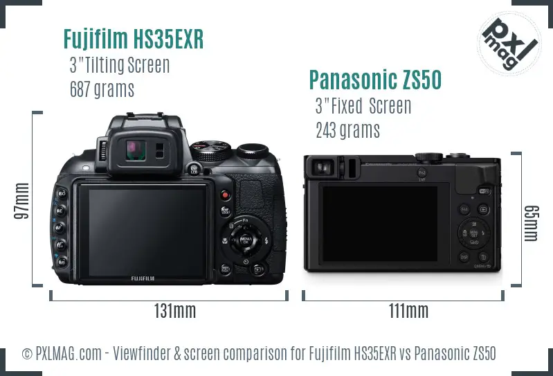 Fujifilm HS35EXR vs Panasonic ZS50 Screen and Viewfinder comparison
