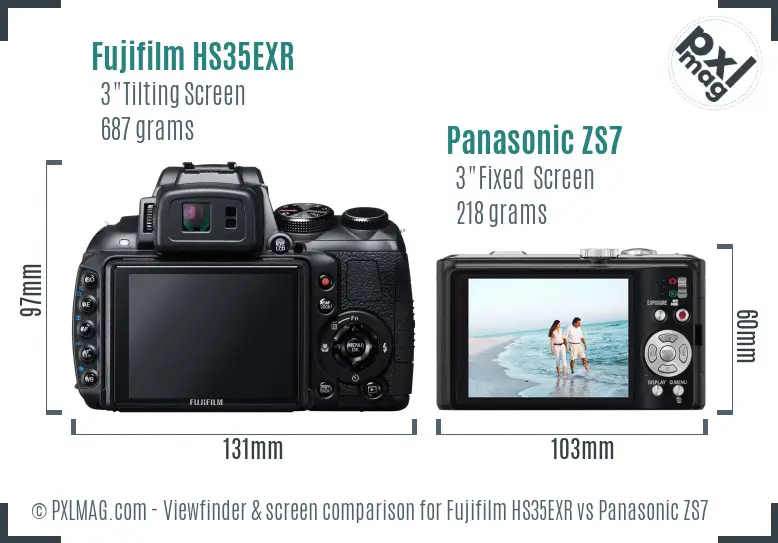 Fujifilm HS35EXR vs Panasonic ZS7 Screen and Viewfinder comparison