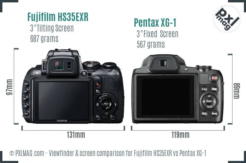 Fujifilm HS35EXR vs Pentax XG-1 Screen and Viewfinder comparison