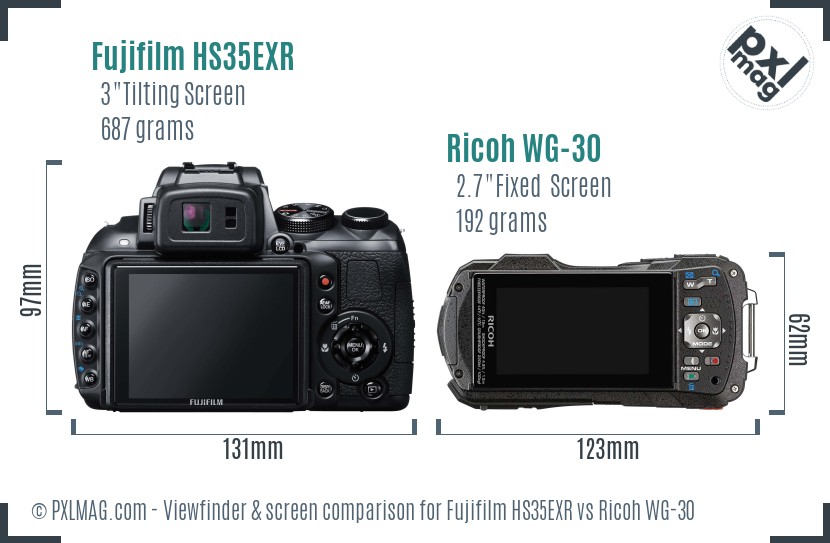 Fujifilm HS35EXR vs Ricoh WG-30 Screen and Viewfinder comparison