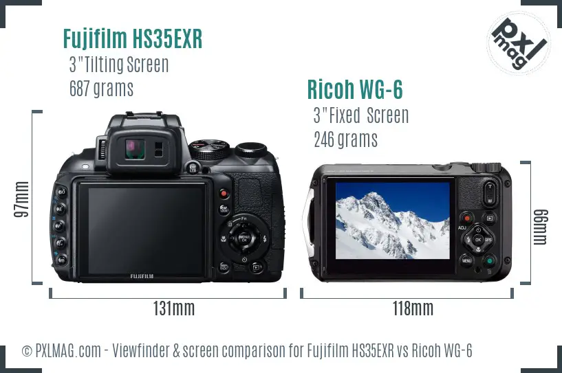 Fujifilm HS35EXR vs Ricoh WG-6 Screen and Viewfinder comparison