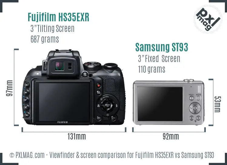 Fujifilm HS35EXR vs Samsung ST93 Screen and Viewfinder comparison