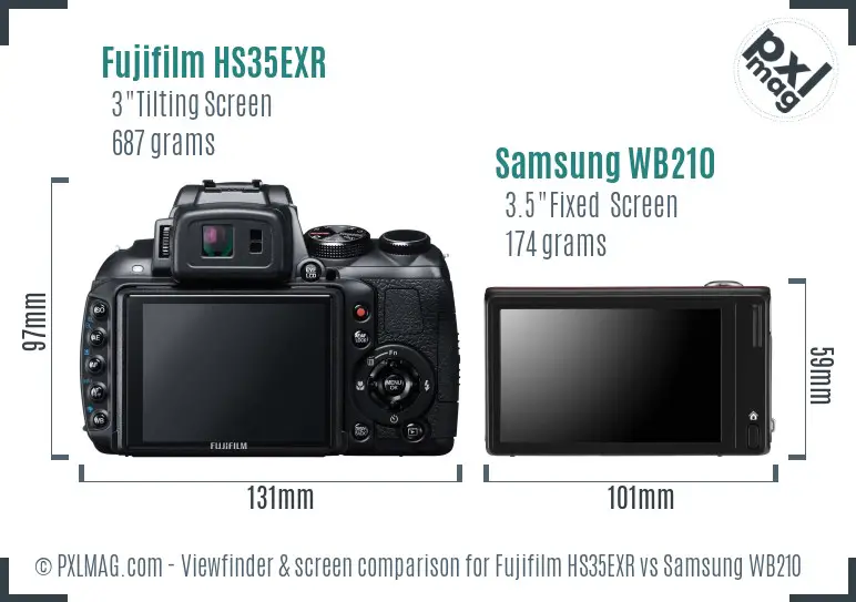Fujifilm HS35EXR vs Samsung WB210 Screen and Viewfinder comparison
