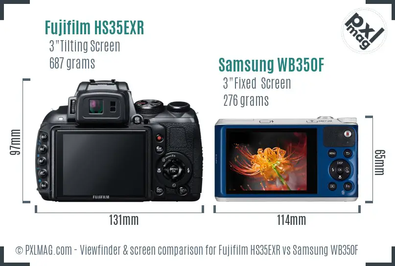 Fujifilm HS35EXR vs Samsung WB350F Screen and Viewfinder comparison