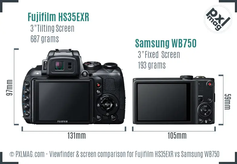 Fujifilm HS35EXR vs Samsung WB750 Screen and Viewfinder comparison