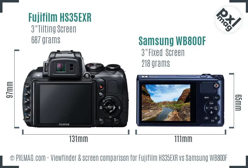Fujifilm HS35EXR vs Samsung WB800F Screen and Viewfinder comparison