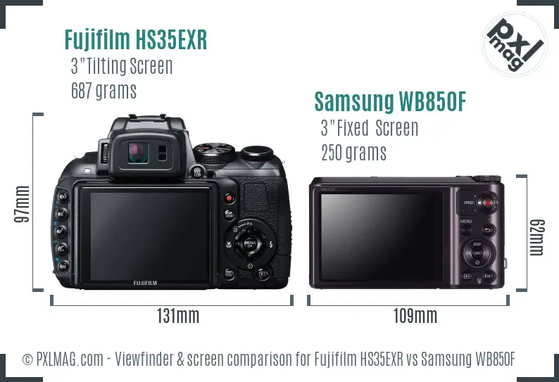 Fujifilm HS35EXR vs Samsung WB850F Screen and Viewfinder comparison