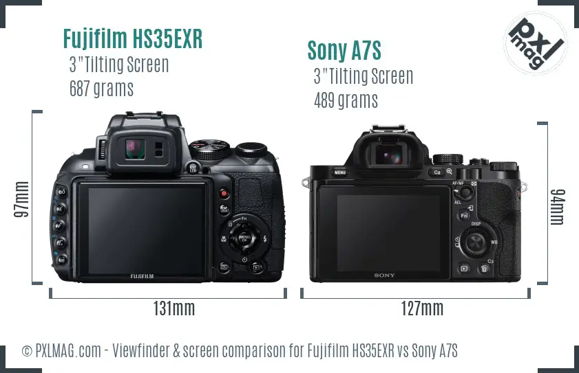 Fujifilm HS35EXR vs Sony A7S Screen and Viewfinder comparison