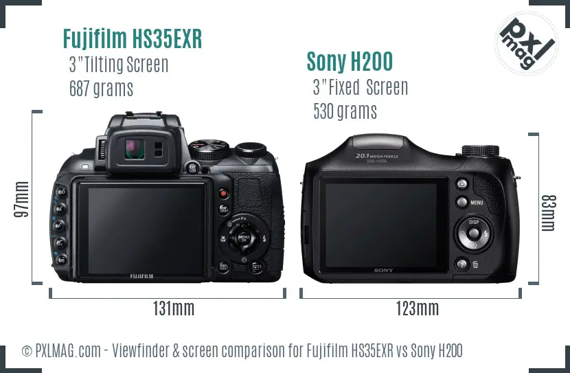 Fujifilm HS35EXR vs Sony H200 Screen and Viewfinder comparison