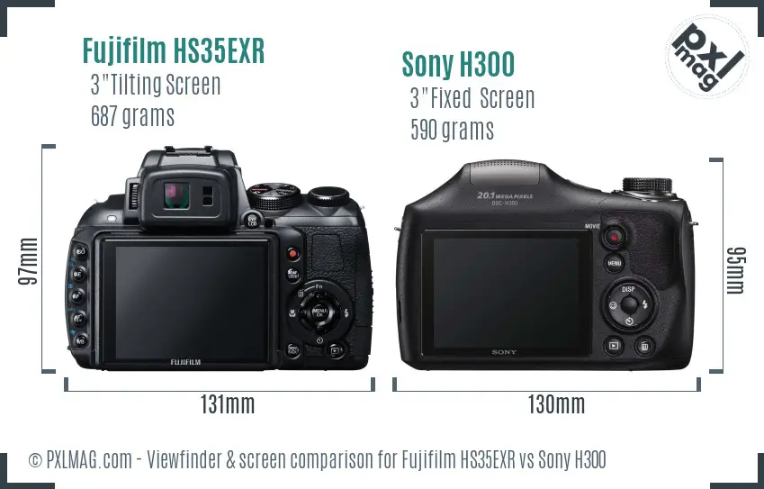 Fujifilm HS35EXR vs Sony H300 Screen and Viewfinder comparison
