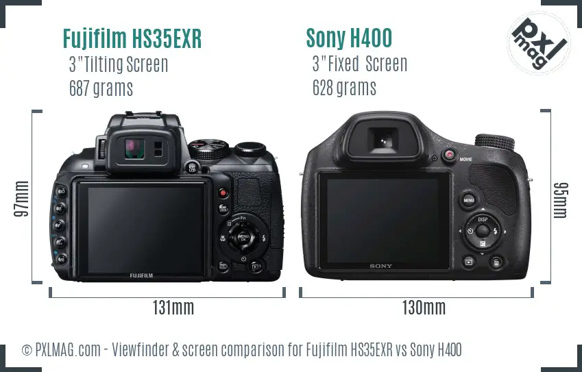 Fujifilm HS35EXR vs Sony H400 Screen and Viewfinder comparison