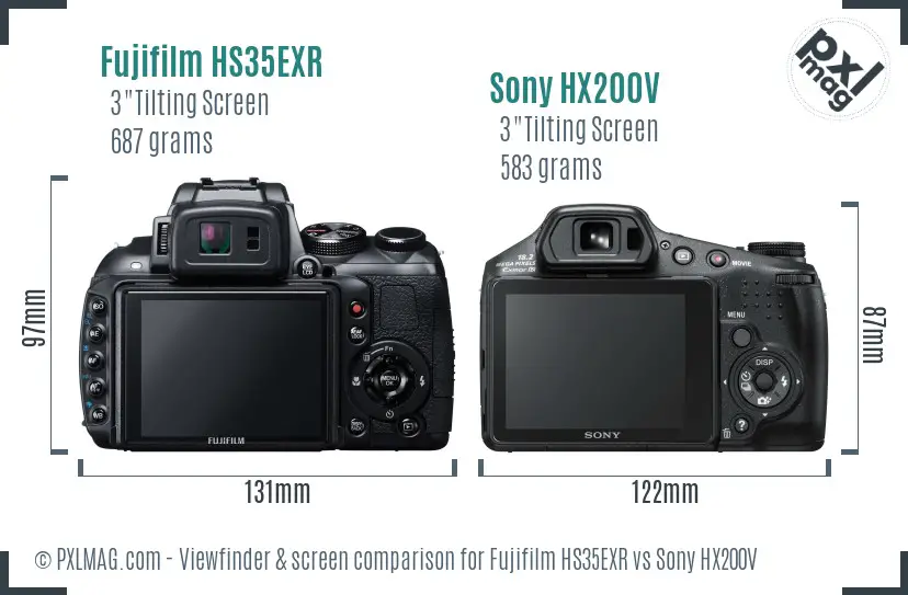 Fujifilm HS35EXR vs Sony HX200V Screen and Viewfinder comparison