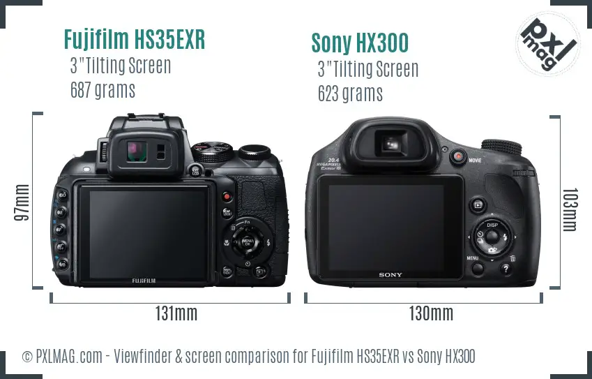 Fujifilm HS35EXR vs Sony HX300 Screen and Viewfinder comparison
