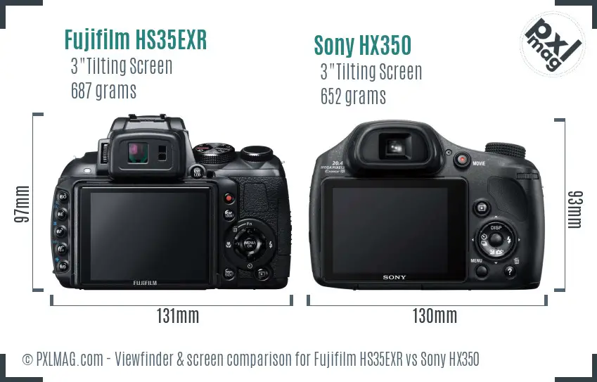 Fujifilm HS35EXR vs Sony HX350 Screen and Viewfinder comparison