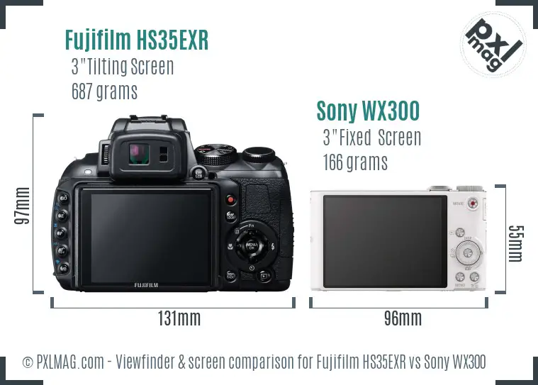 Fujifilm HS35EXR vs Sony WX300 Screen and Viewfinder comparison